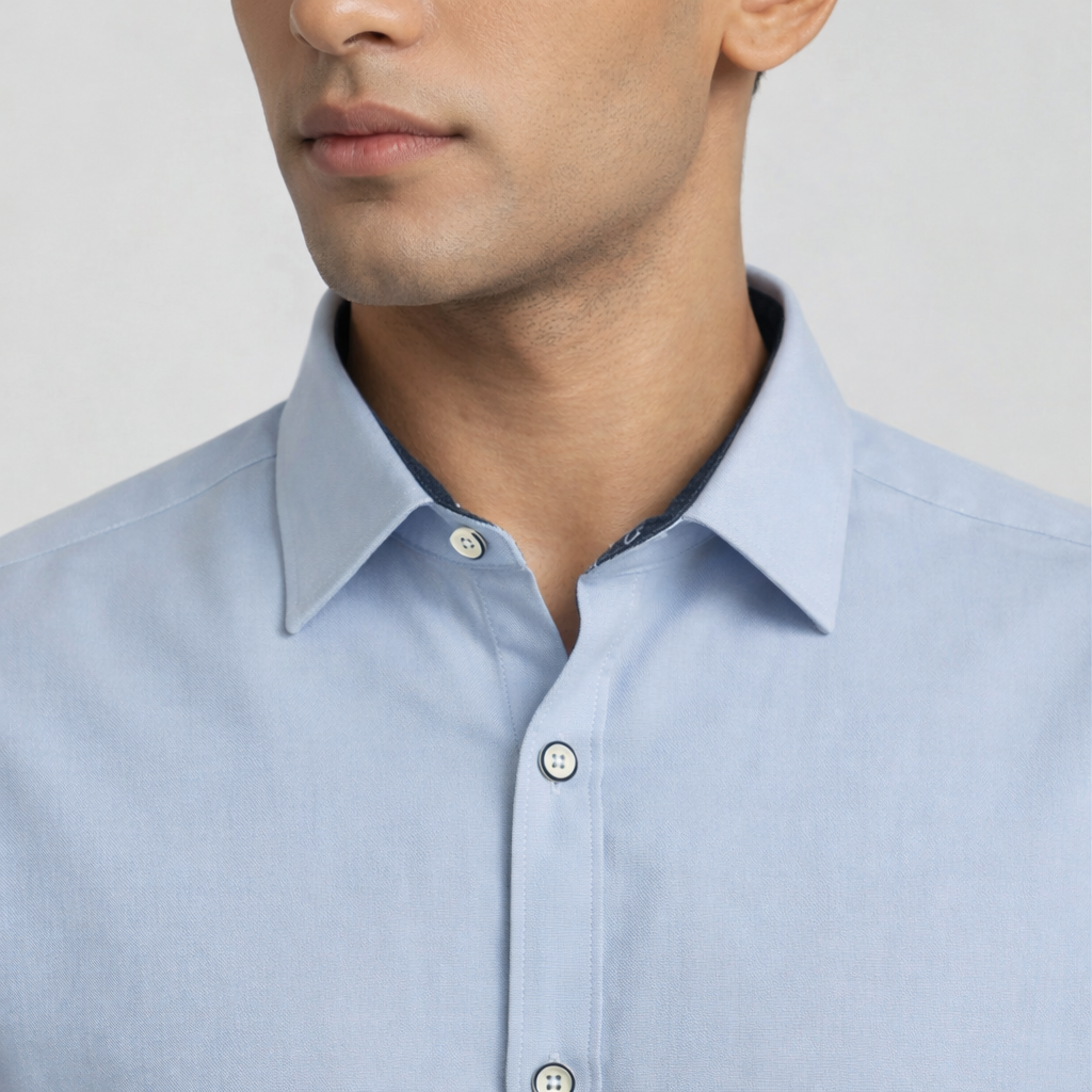 Amazon Grey Formal Shirt 3 Collar close up front