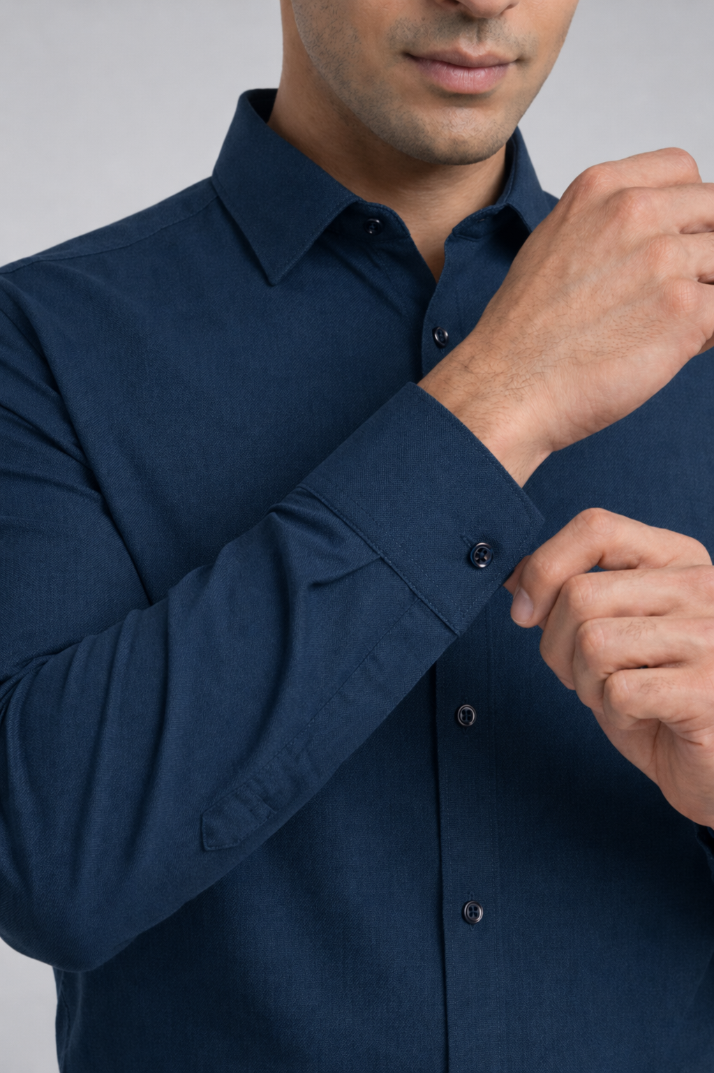 Blue Poplin Formal Shirt Cuff