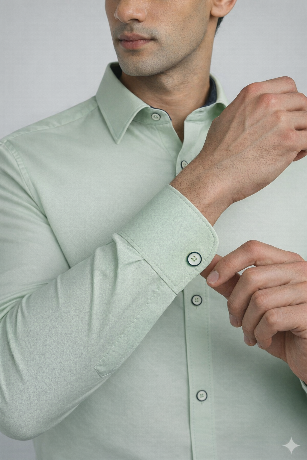 Pistachio Green Casual Shirt Cuff