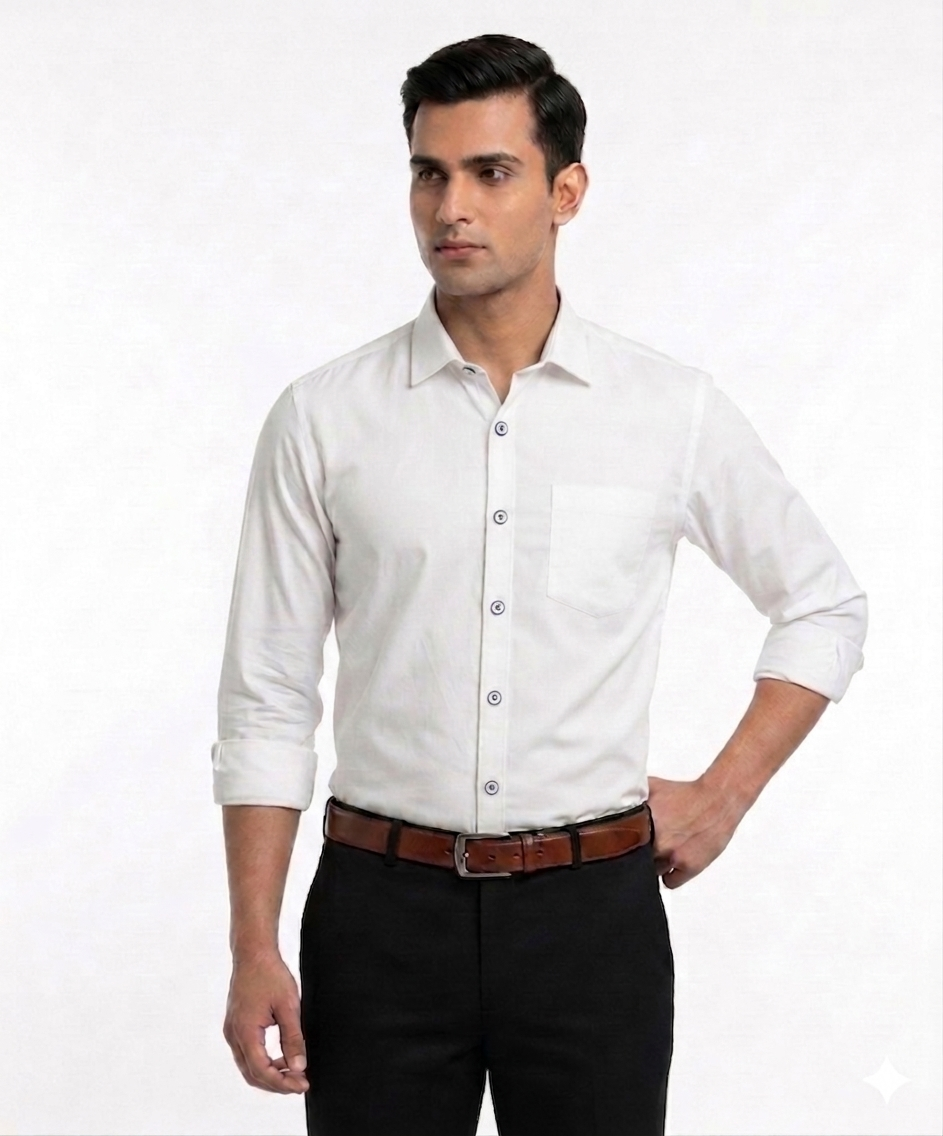 Amazon White Formal Shirt 1 Half Front 