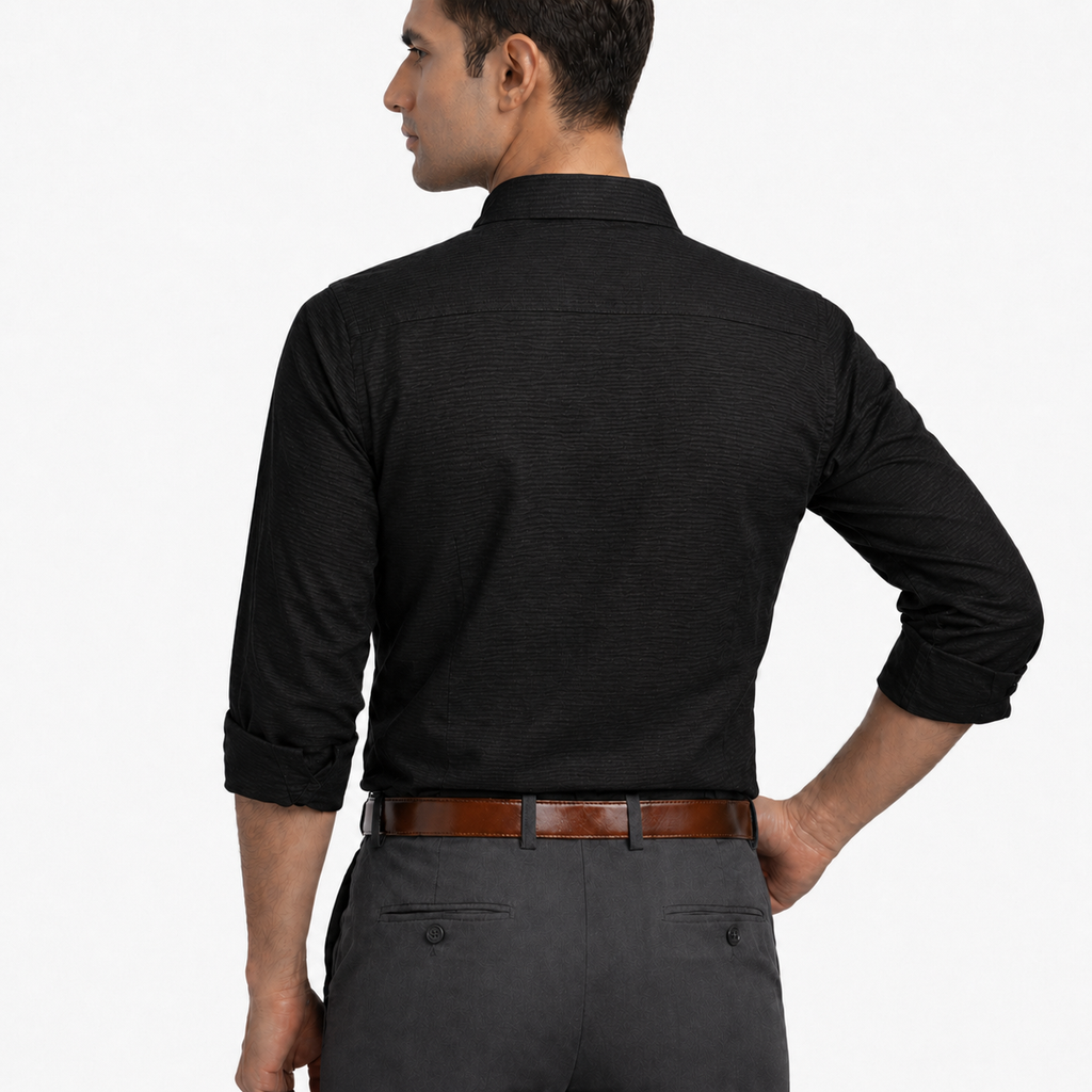 Black Evening Party Shirt Half back