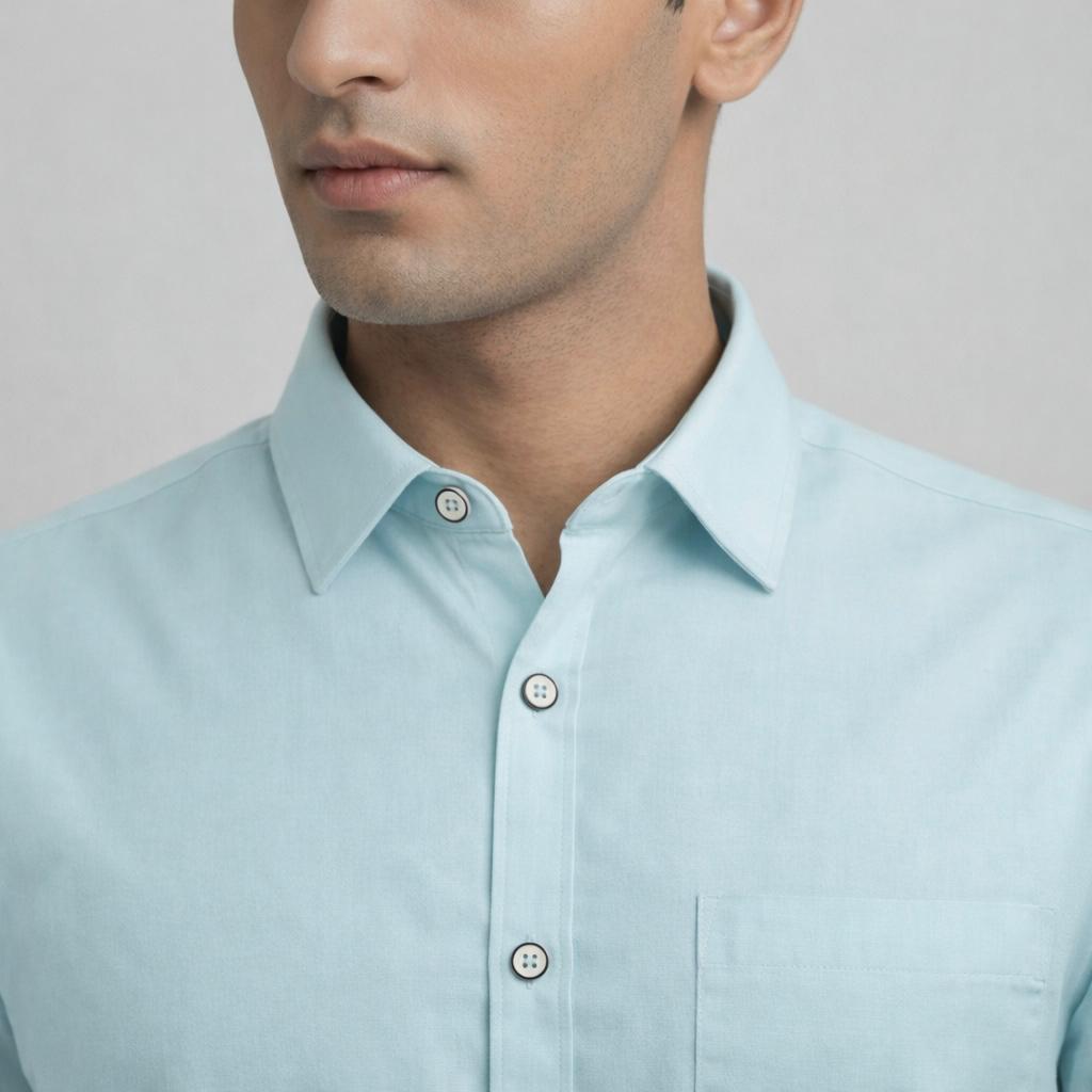 Blue Everyday Casual Shirt collar