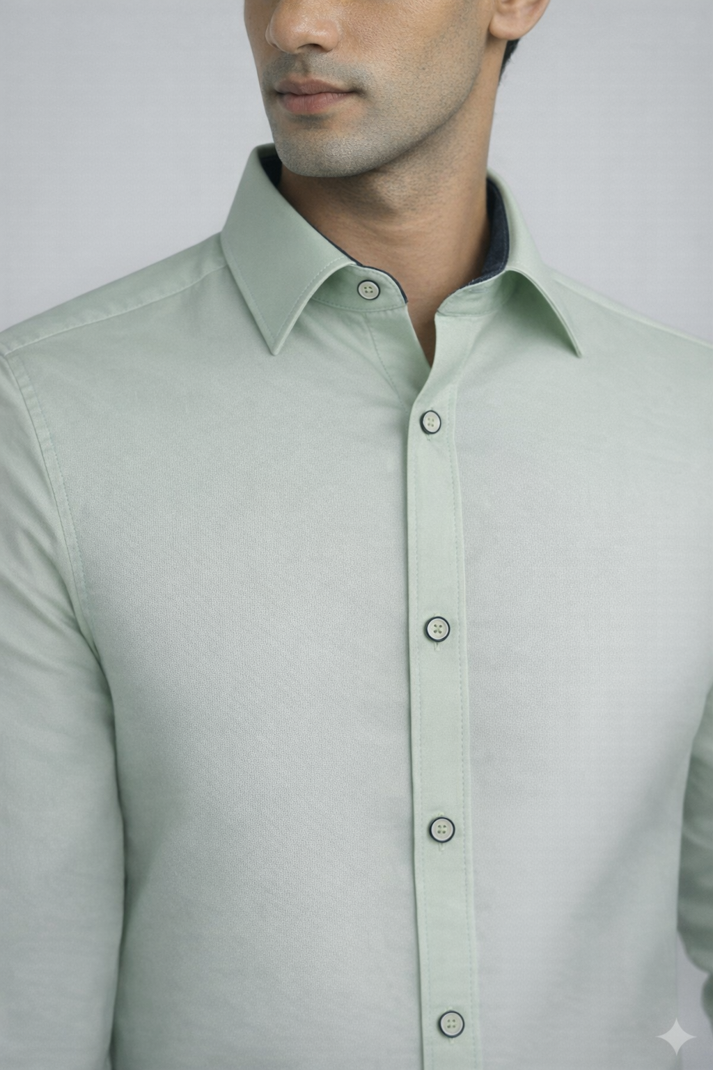 Pistachio Green Casual Shirt collar