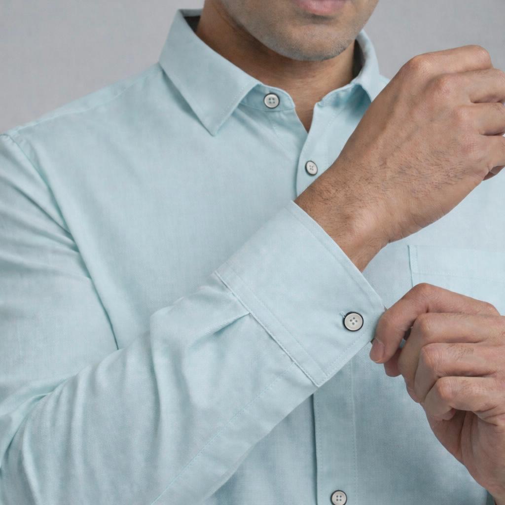 Blue Everyday Casual Shirt cuff