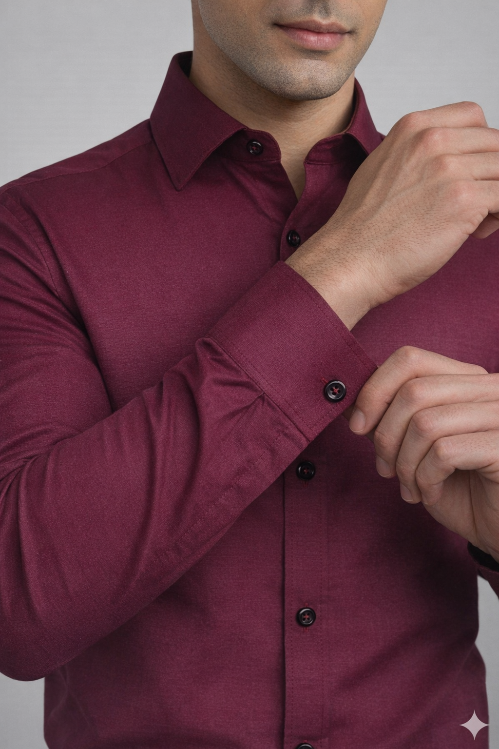 Maroon Satin Party Shirt cuff
