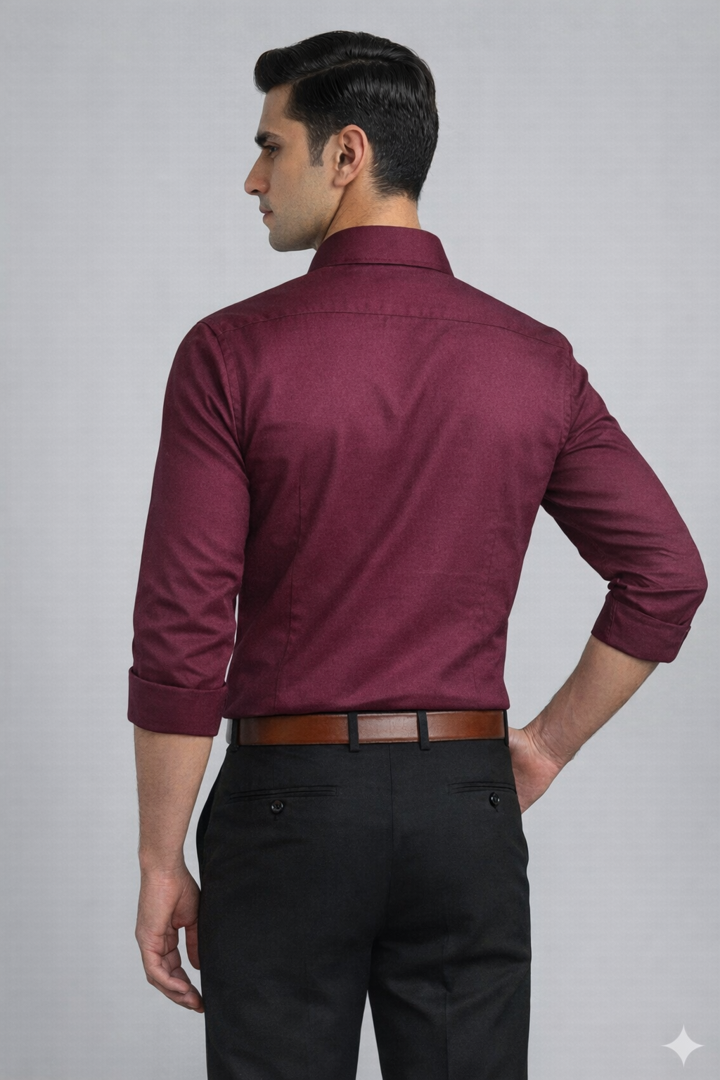 Maroon Satin Party Shirt half back