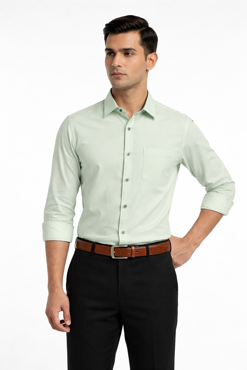 Pistachio Green Casual Shirt half front
