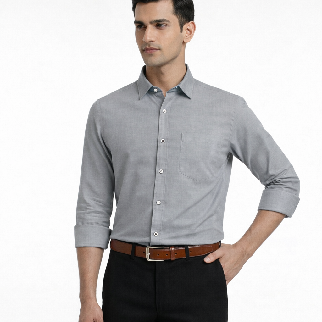 Amazon Grey Formal Shirt 4 half front